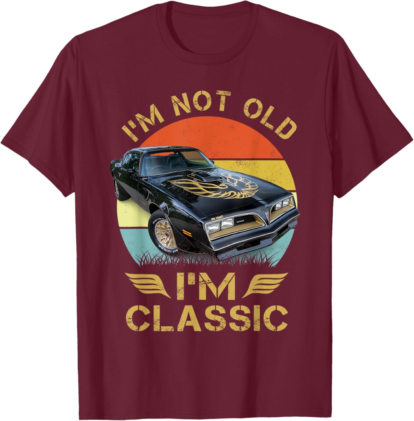 1977 77 trans am vintage black car MUSCLE CARS 70s CLASSIC T-Shirt - T-Shirt | Maroon