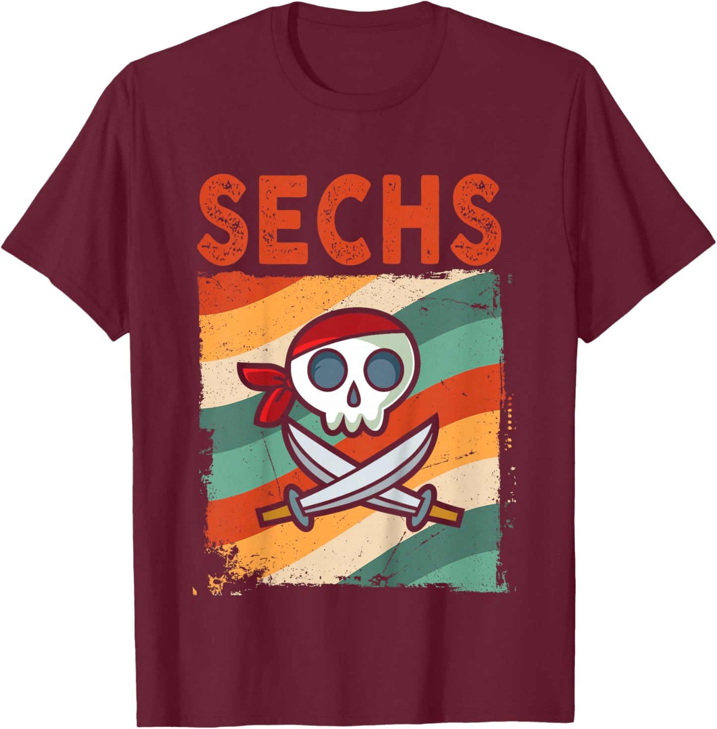 6. Geburtstag Cooles Pirat 6 Jahre Jungen Mädchen Kinder T-Shirt - T-Shirt | Maroon