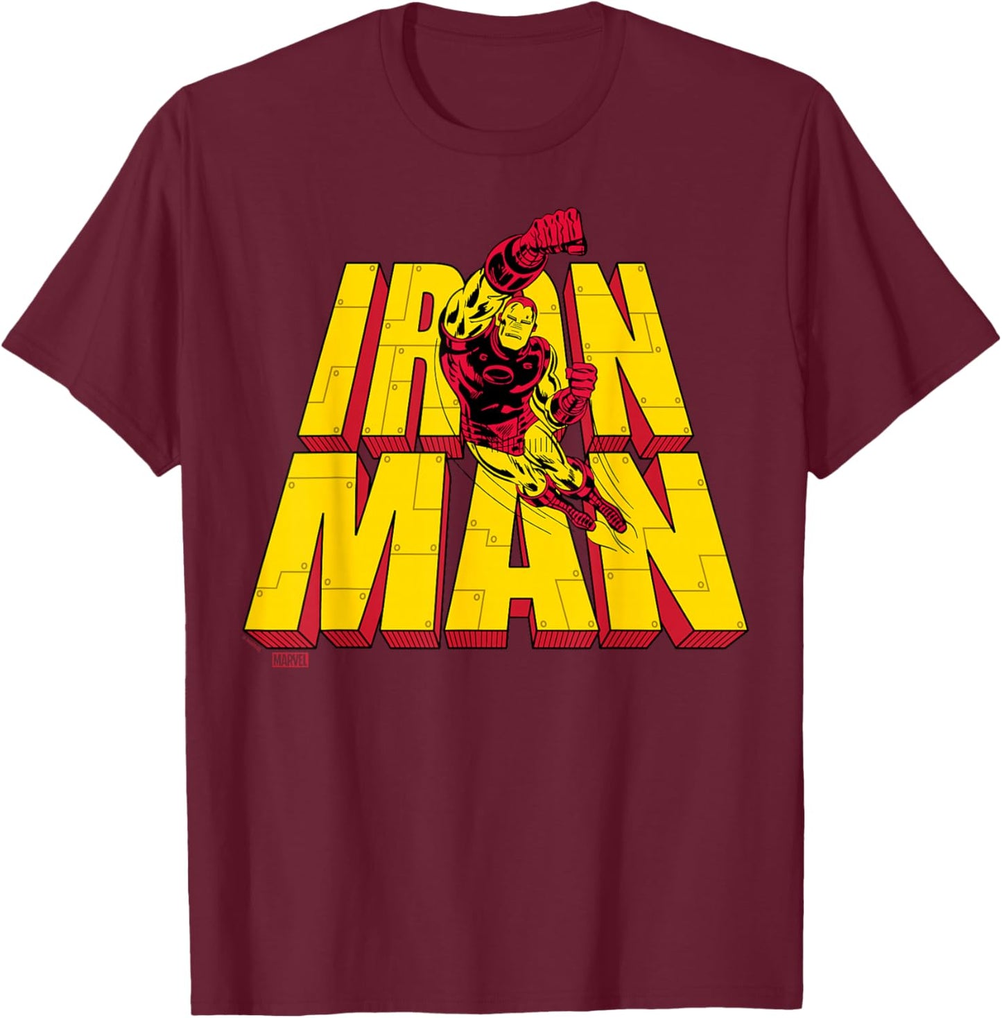Iron Man - Stacked T-Shirt - T-Shirt | Maroon