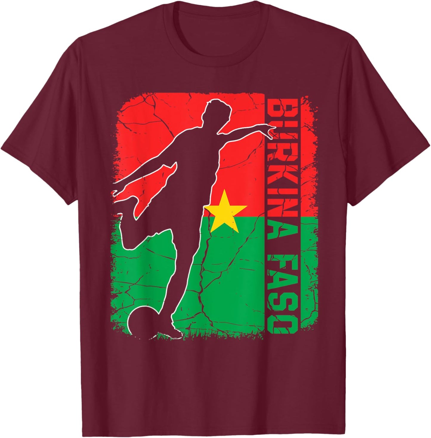 Burkina Faso Soccer Team Burkina Faso Flag Jersey Football T-Shirt - T-Shirt | Maroon