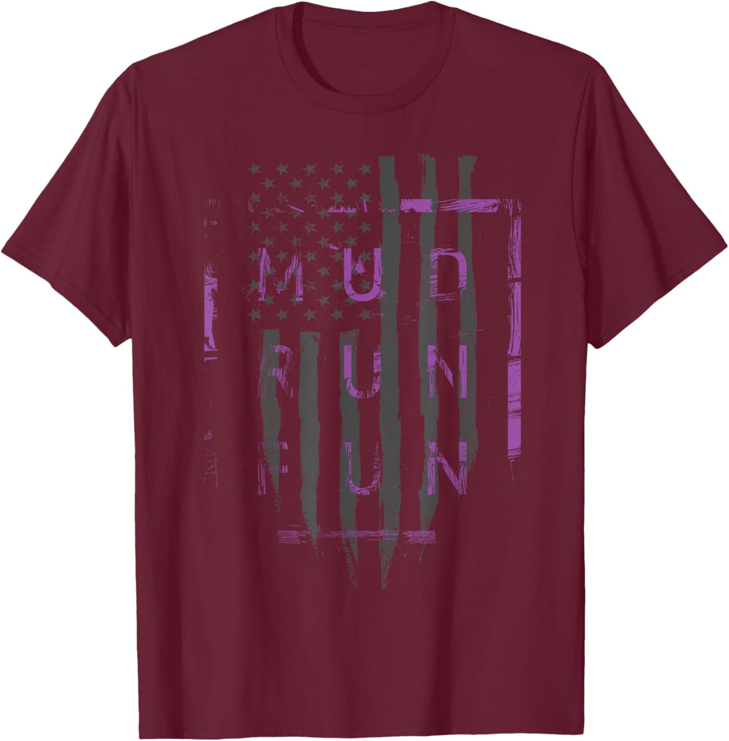 Mud Run Fun USA FLAG PURP Mudder Trail Running and Mudding T-Shirt - T-Shirt | Maroon