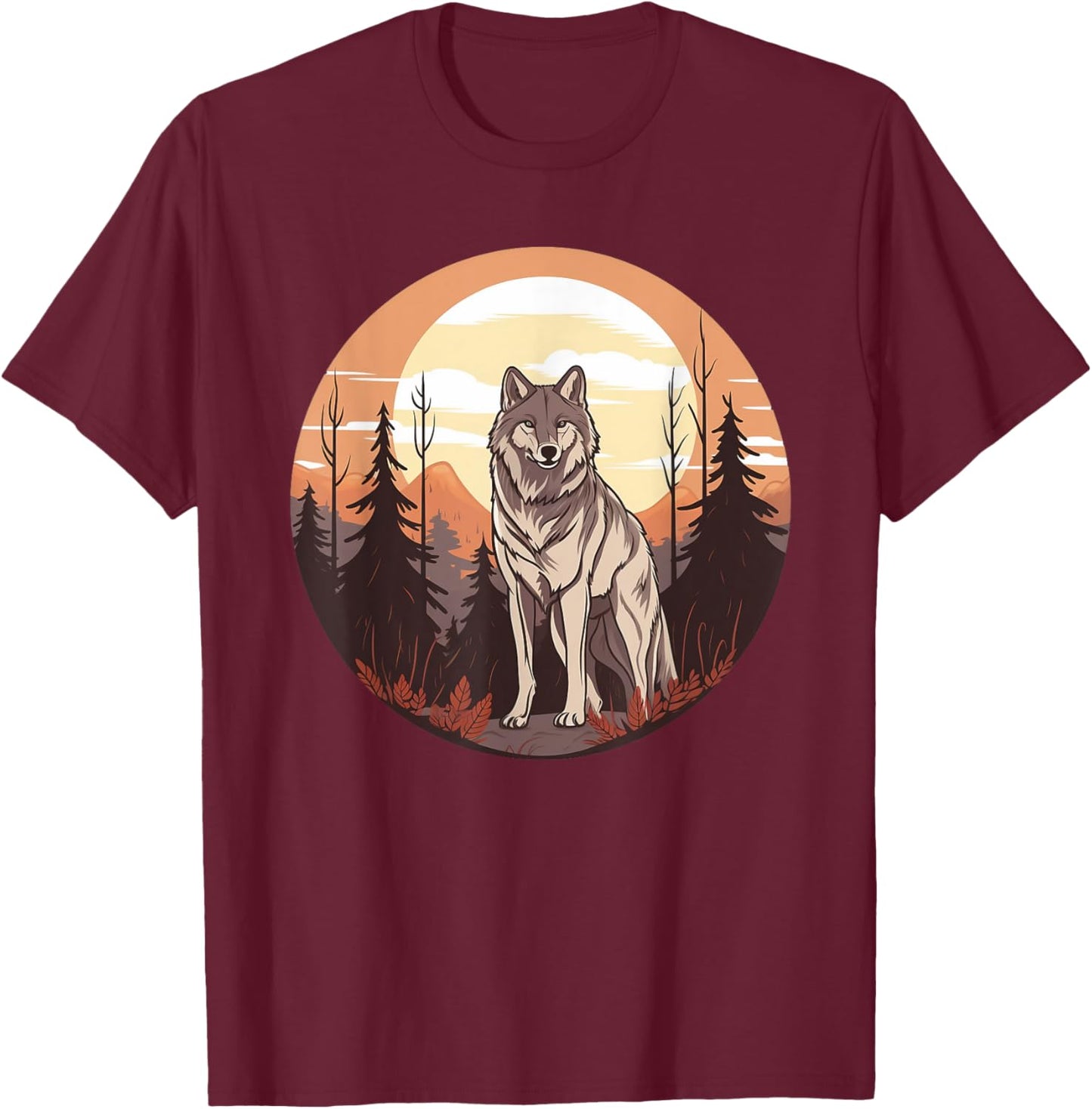 Wolf In The Forest I Kids Wolf T-Shirt - T-Shirt | Maroon
