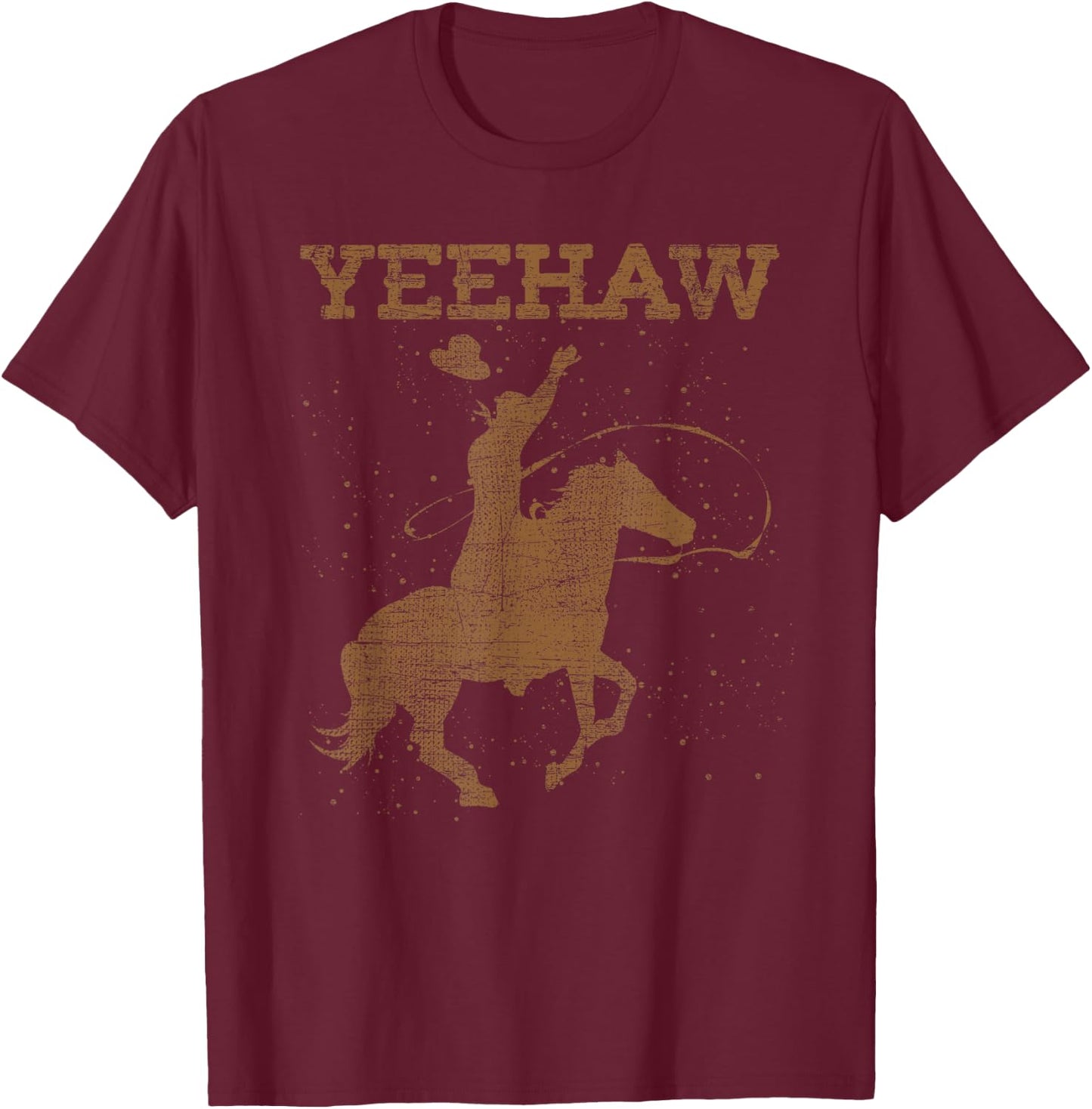 Horseback Riding Country Western Texan Rodeo Yeehaw Cowboy T-Shirt - T-Shirt | Maroon