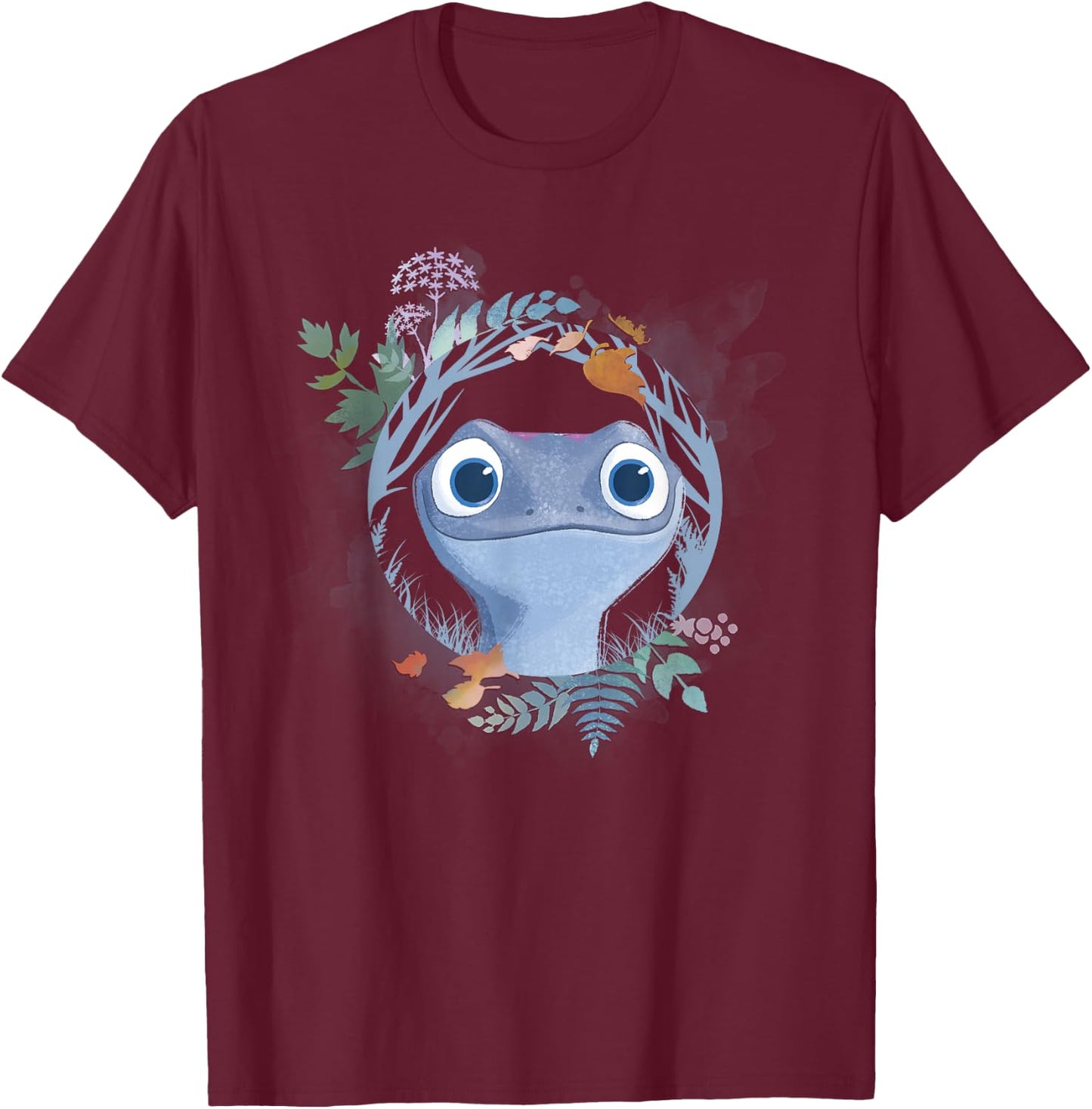 Disney Frozen 2 Bruni The Salamander Watercolor Portrait T-Shirt - T-Shirt | Maroon