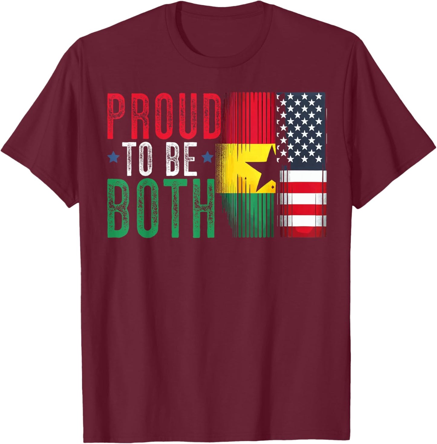 Half Ghanaian Half American USA Flag Ghana America T-Shirt - T-Shirt | Maroon