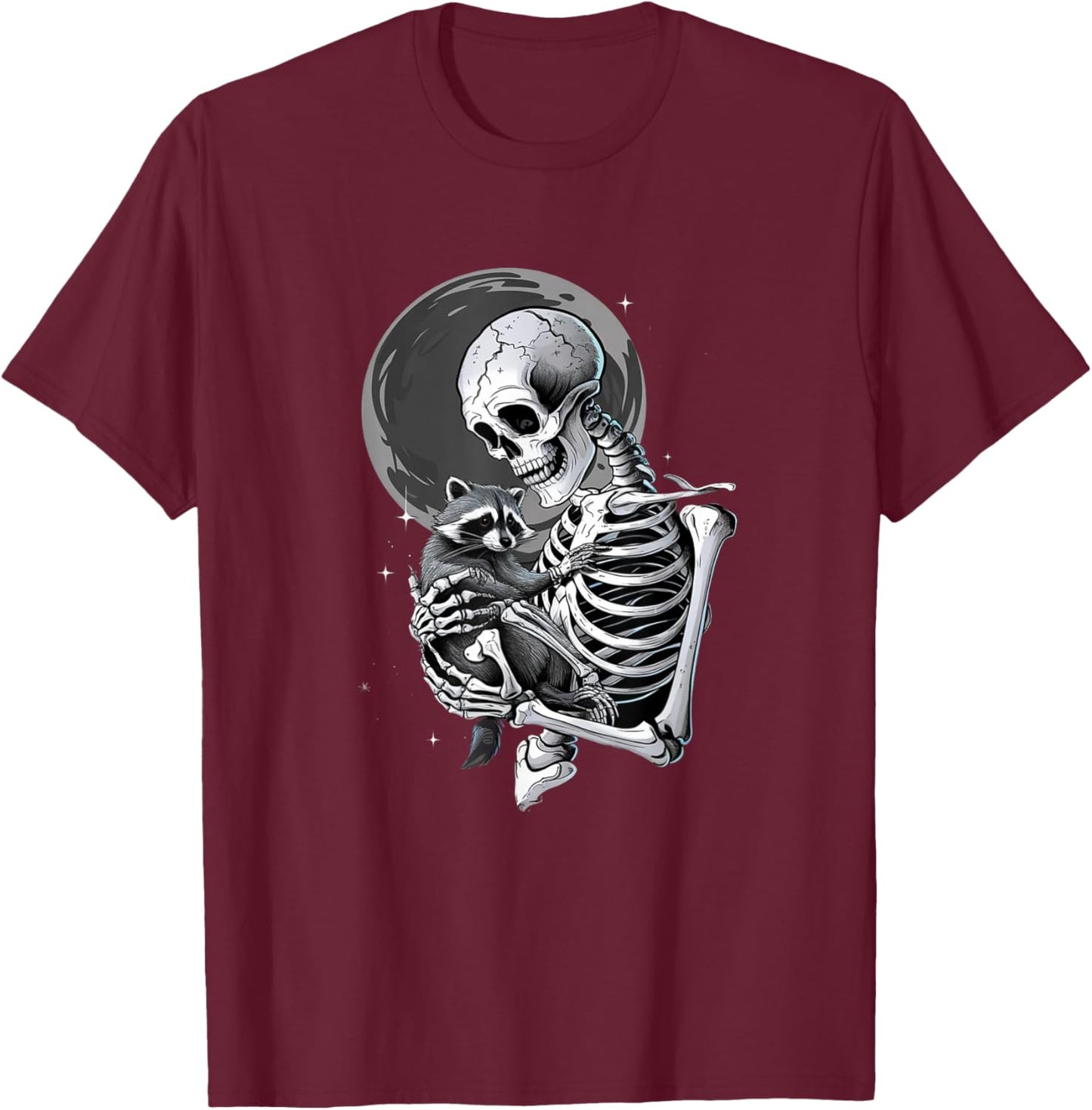 Raccoon Skull Cute Skeleton Halloween Men Women Kids T-Shirt - T-Shirt | Maroon