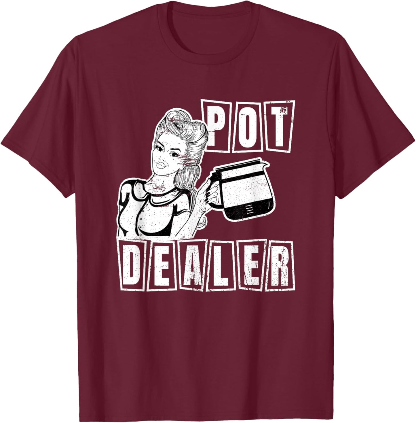 Funny Diner Waitress Retro Server Coffee Pot Dealer T-Shirt - T-Shirt | Maroon