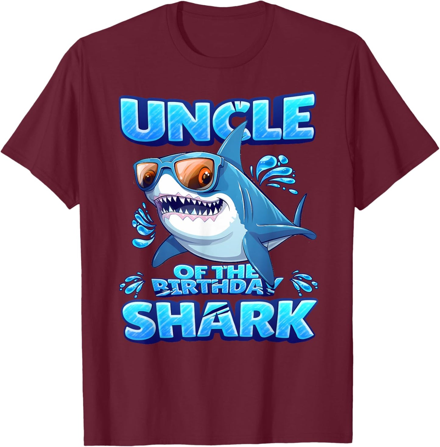 Uncle of The Shark Birthday Boys & Girls Matching Family T-Shirt - T-Shirt | Maroon