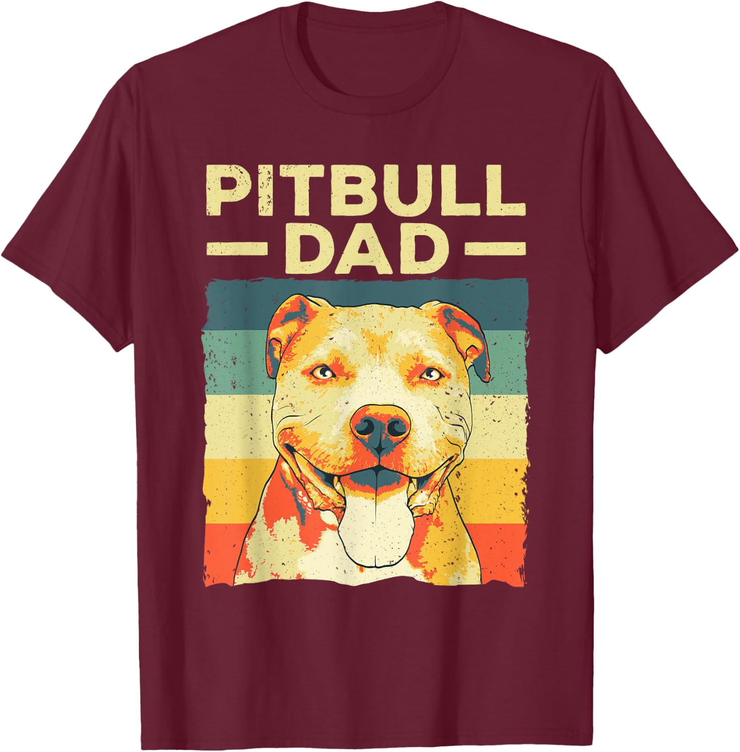 Cool Pitbull Dad Father Boy Pitbull Owner Dog Lovers T-Shirt - T-Shirt | Maroon