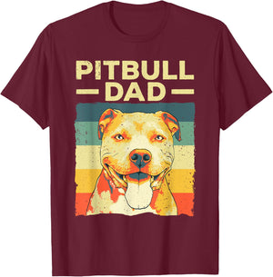 Cool Pitbull Dad Father Boy Pitbull Owner Dog Lovers T-Shirt - T-Shirt | Maroon