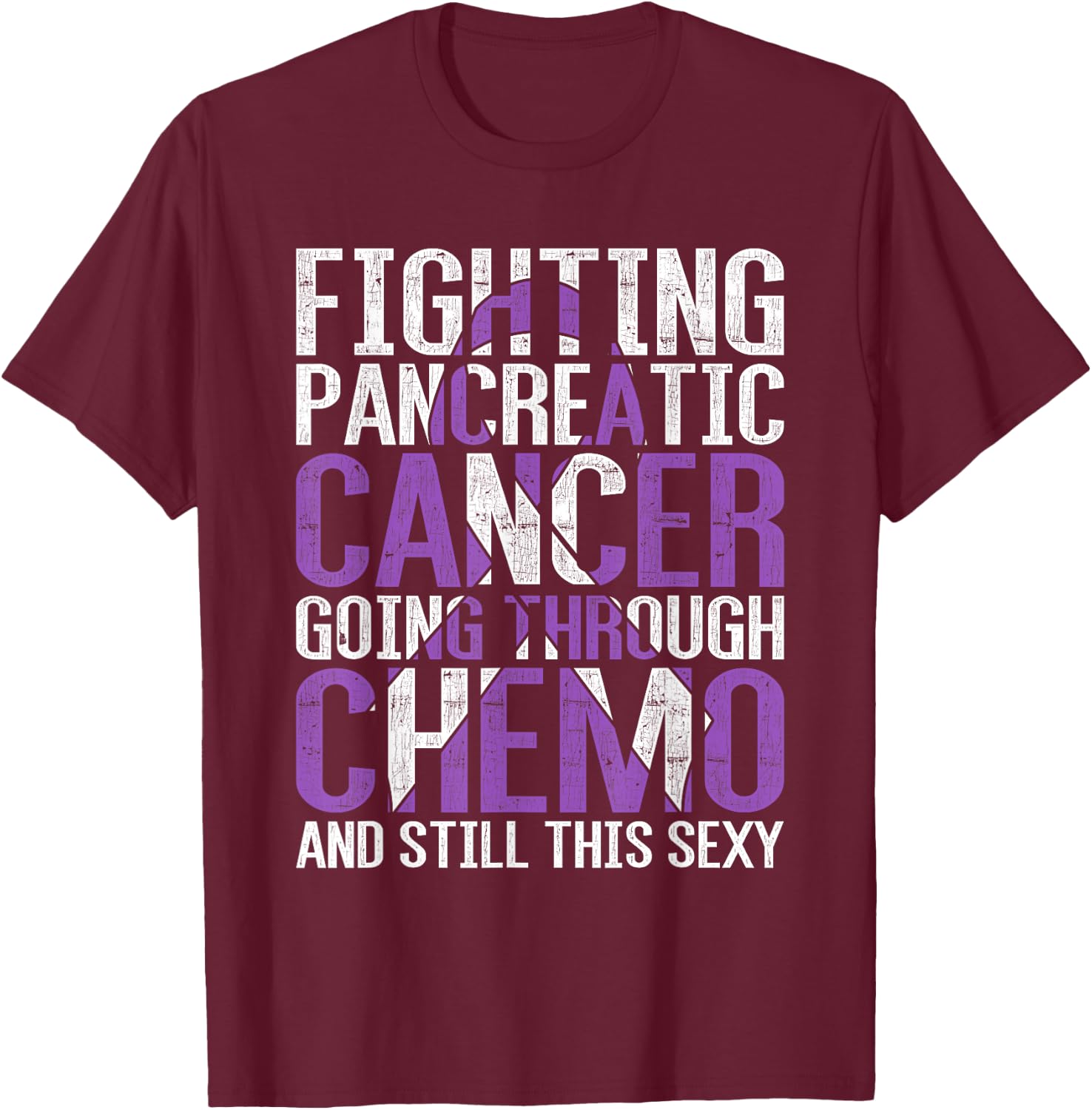 Funny Pancreatic Cancer Fighter Gift Pancreatic Cancer T-Shirt - T-Shirt | Maroon