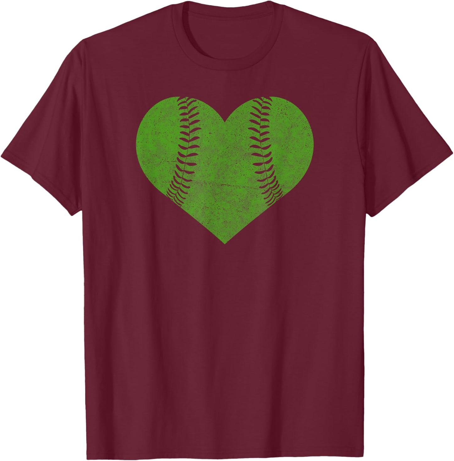 Baseball Heart Shirt Softball Mom Matching Team Gift Green T-Shirt - T-Shirt | Maroon