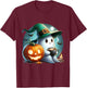 Cute Halloween Ghost Coffee Pumpkin T-Shirt - T-Shirt | Maroon