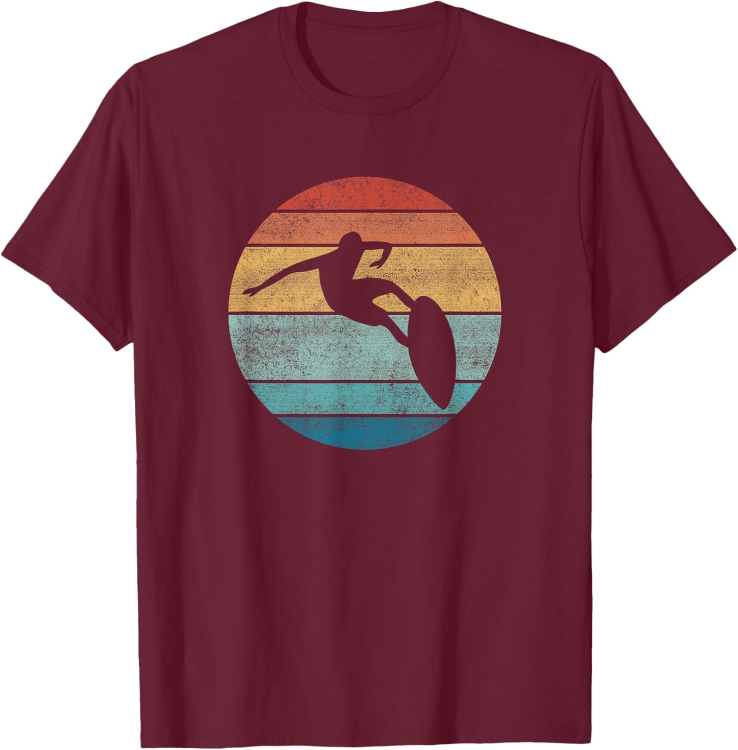 Surfing Surfboard Vintage Retro Surfboarder Surfer Beach Men Women Girls Kids T-Shirt - T-Shirt | Maroon