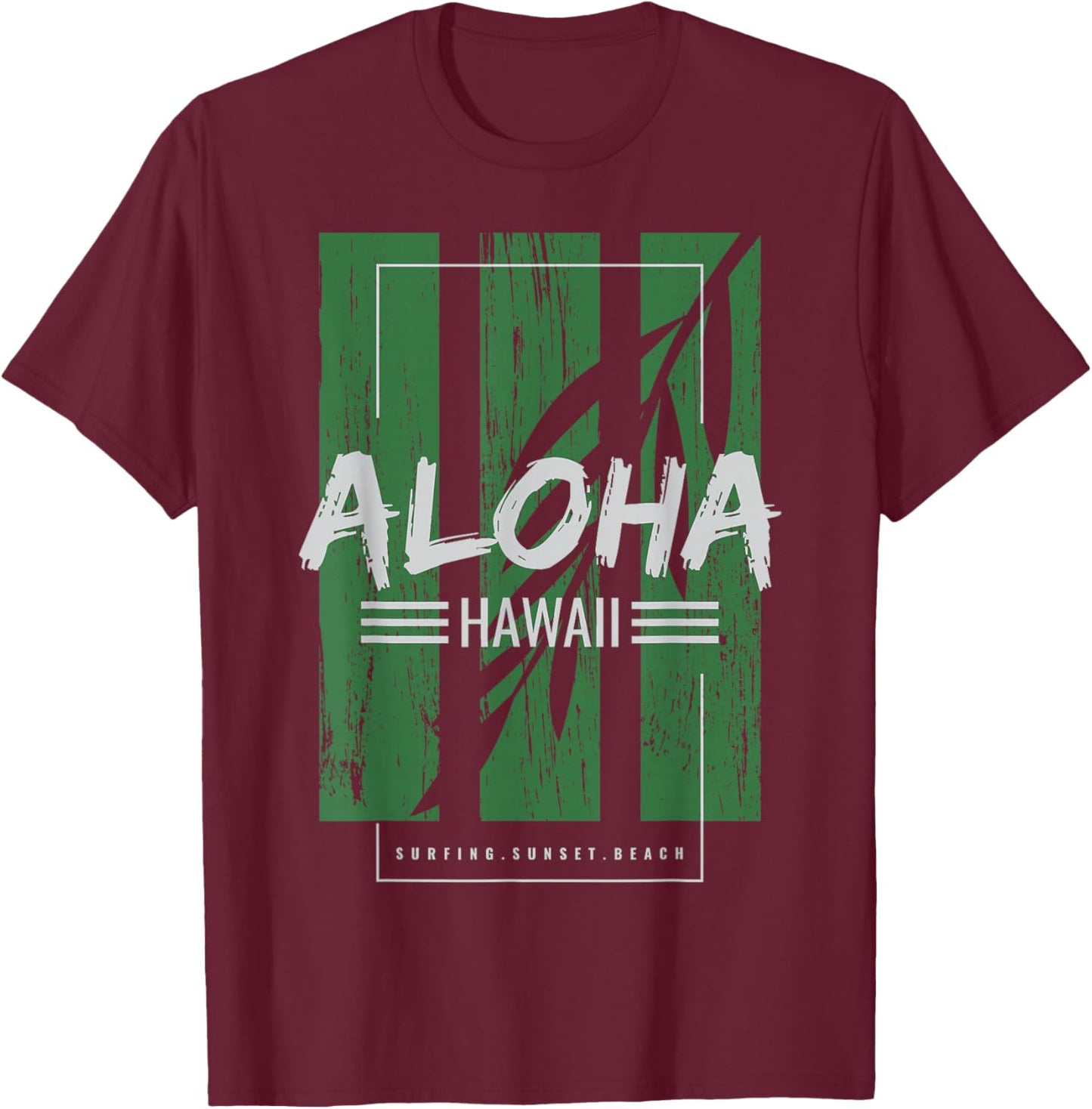 Aloha Hawaii Surfing Sunset Beach T-Shirt - T-Shirt | Maroon