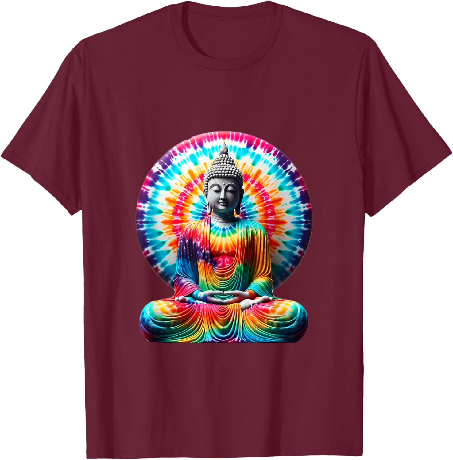 Buddha Tie Dye Vintage Yoga Spiritual Zen Buddhism Buddhist T-Shirt - T-Shirt | Maroon