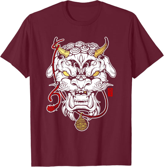 Chinese guardian lion Foo Dog Men Women T-Shirt - T-Shirt | Maroon