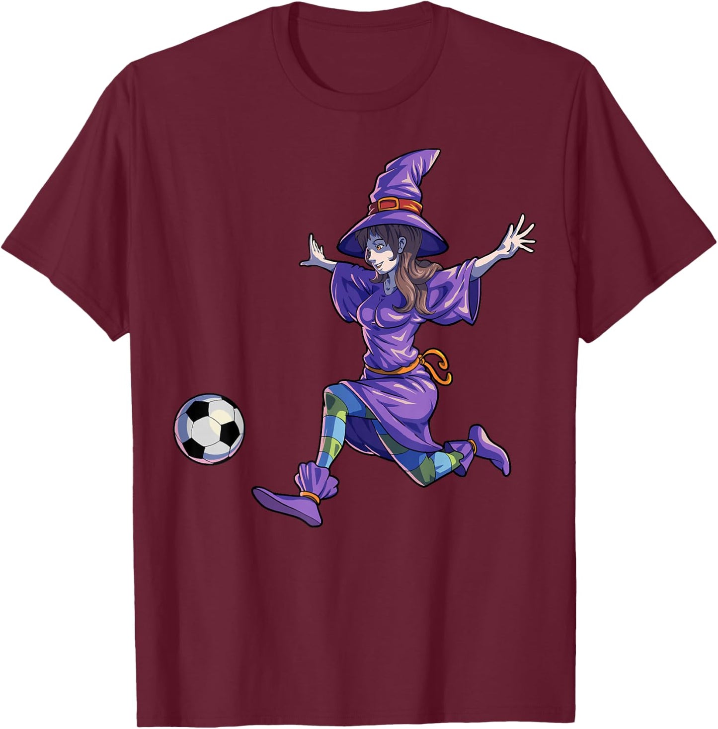 Soccer Witch Halloween Women Girls Soccer Halloween T-Shirt - T-Shirt | Maroon