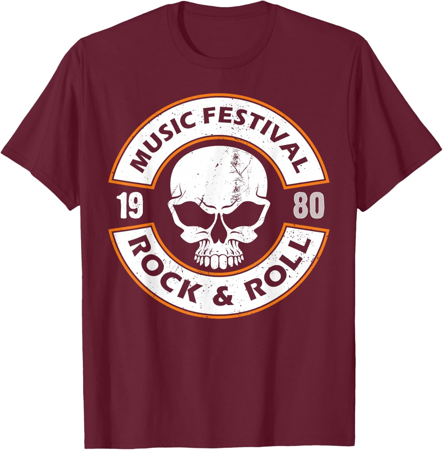 Faded 1980s Rock Roll design For Eighties Rockers Band gift T-Shirt - T-Shirt | Maroon