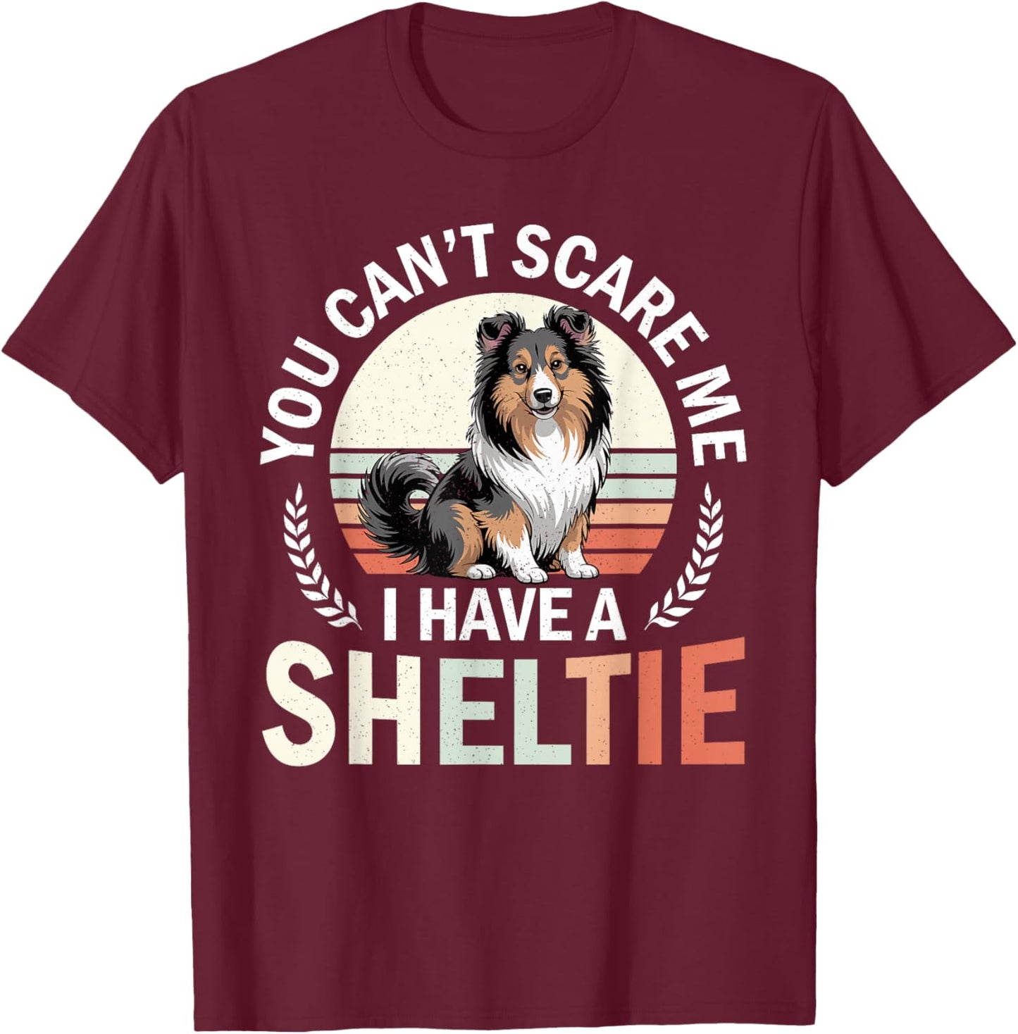 Sheltie Shetland Sheepdog Dog T-Shirt - T-Shirt | Maroon