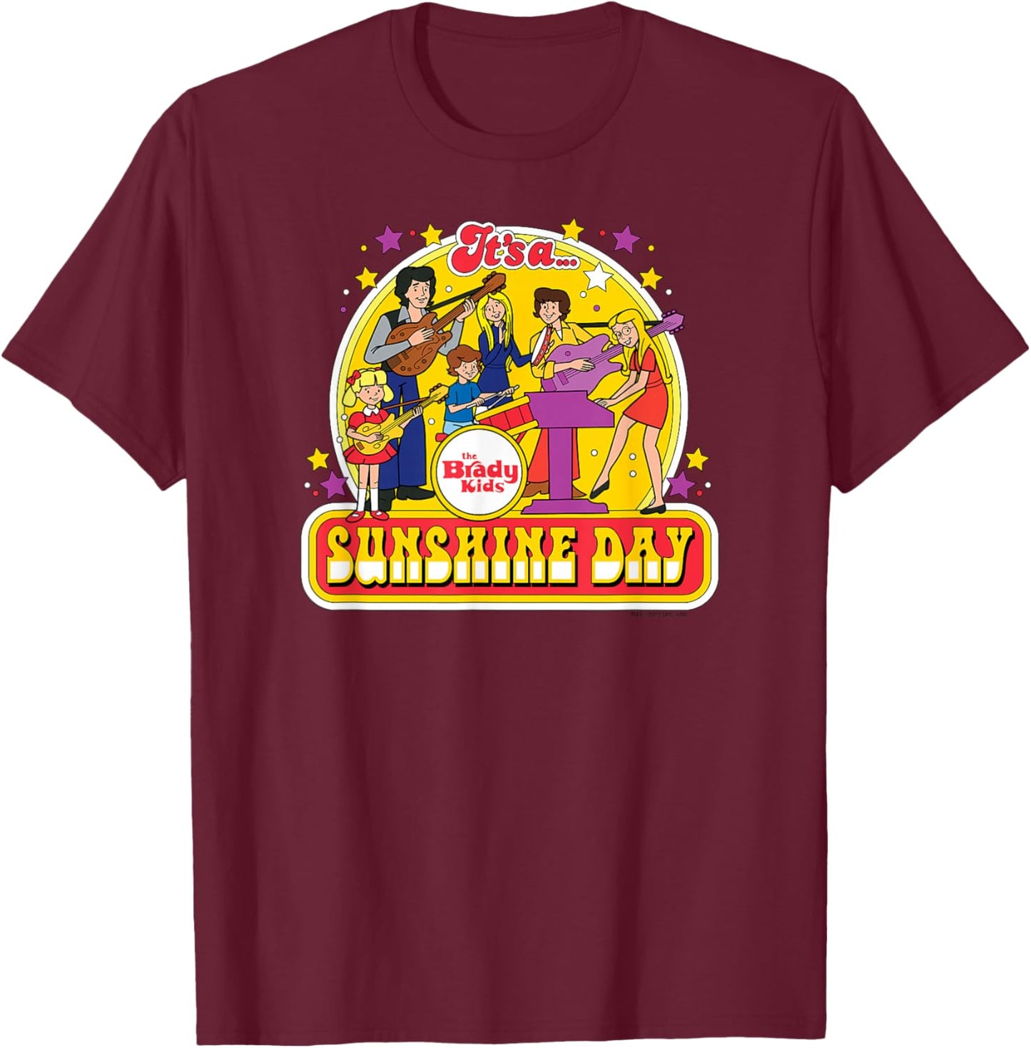 The Brady Bunch - It's a Sunshine Day T-Shirt - T-Shirt | Maroon