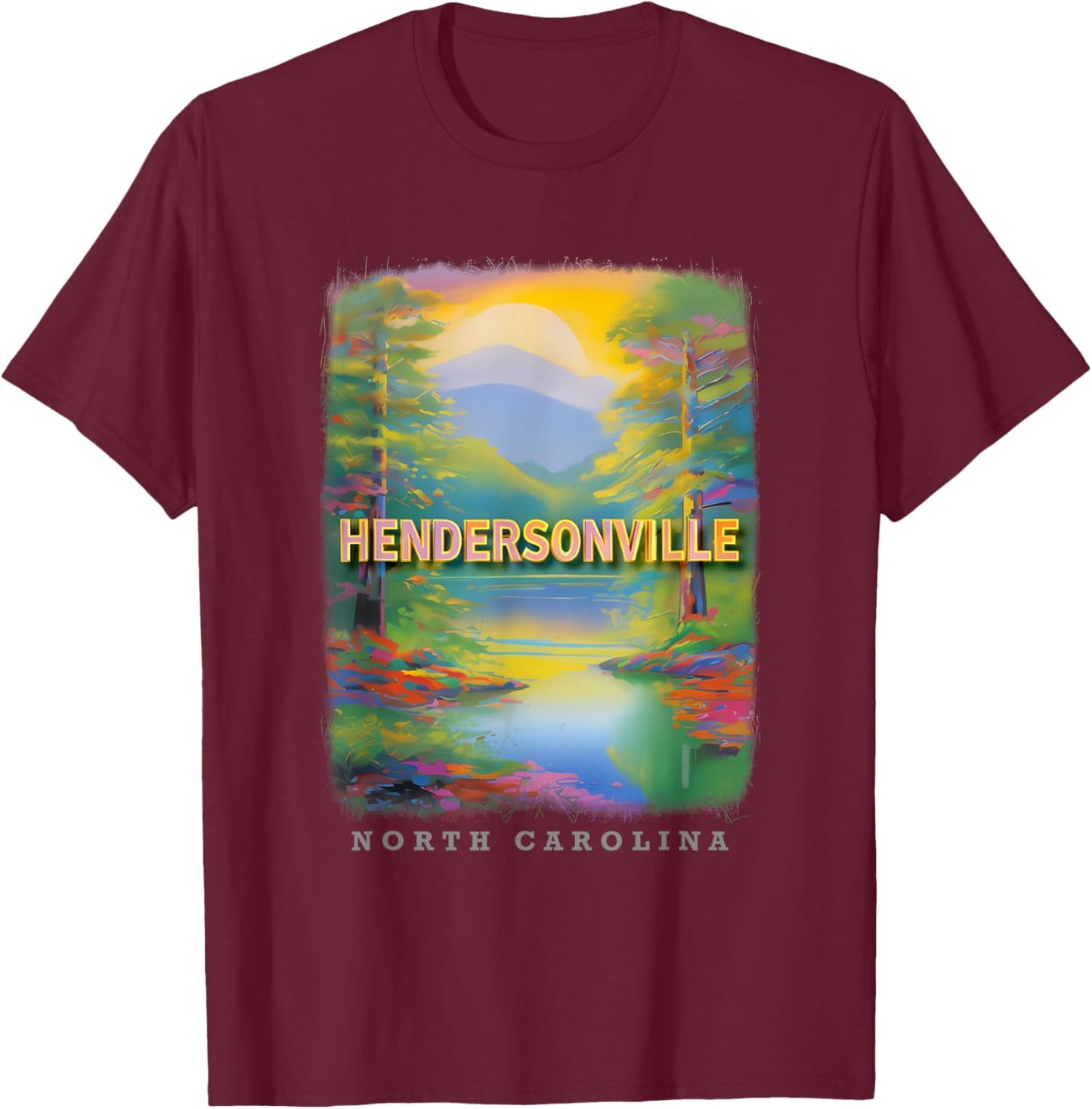 Hendersonville North Carolina NC Mountain Bliss SD484 T-Shirt - T-Shirt | Maroon