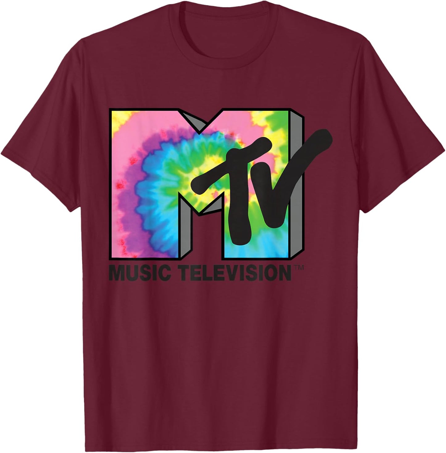 MTV Logo Rainbow Tie-dye T-Shirt - T-Shirt | Maroon