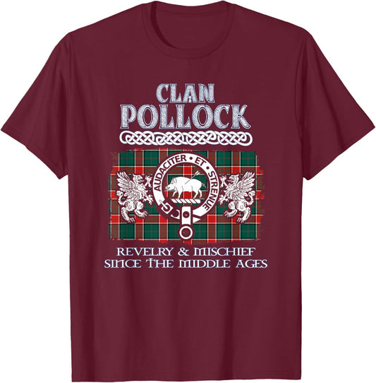 Clan Pollock Scottish Pollock Family Name T-Shirt - T-Shirt | Maroon