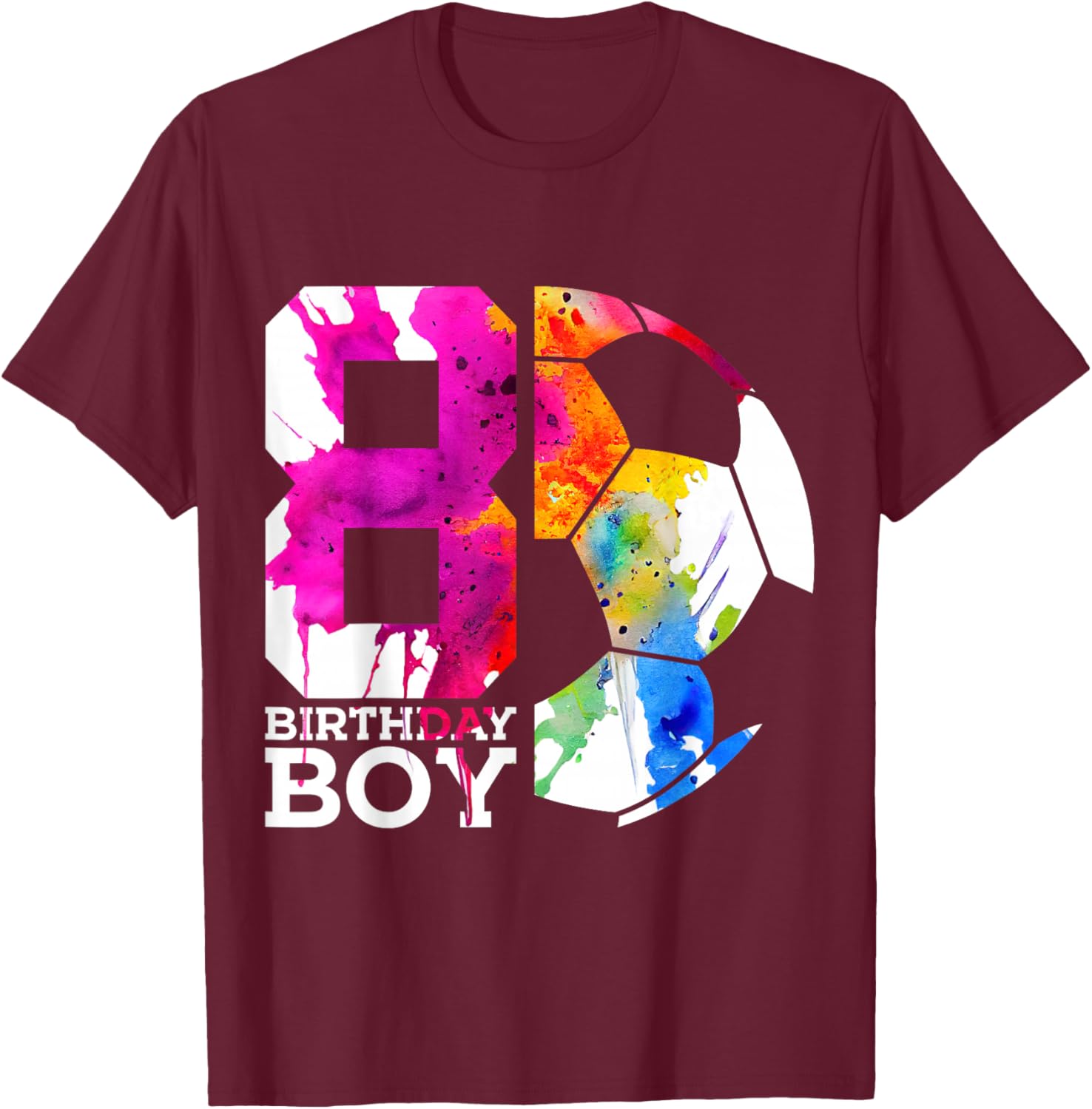 8 Birthday Boy Soccer 8th Birthday T-Shirt - T-Shirt | Maroon