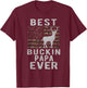 Best Bucking Papa Ever Camouflage American Flag Deer Hunting T-Shirt - T-Shirt | Maroon