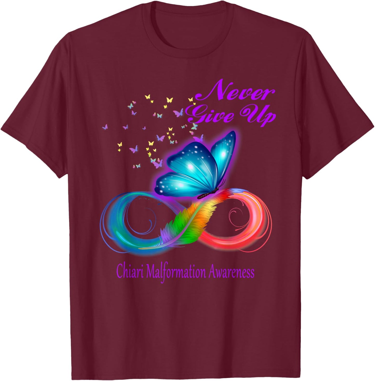 Butterfly Chiari Malformation Awareness T-Shirt - T-Shirt | Maroon