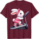 Easter Bunny on Stair Climber Gym Fitness Workout Training T-Shirt - T-Shirt | Maroon