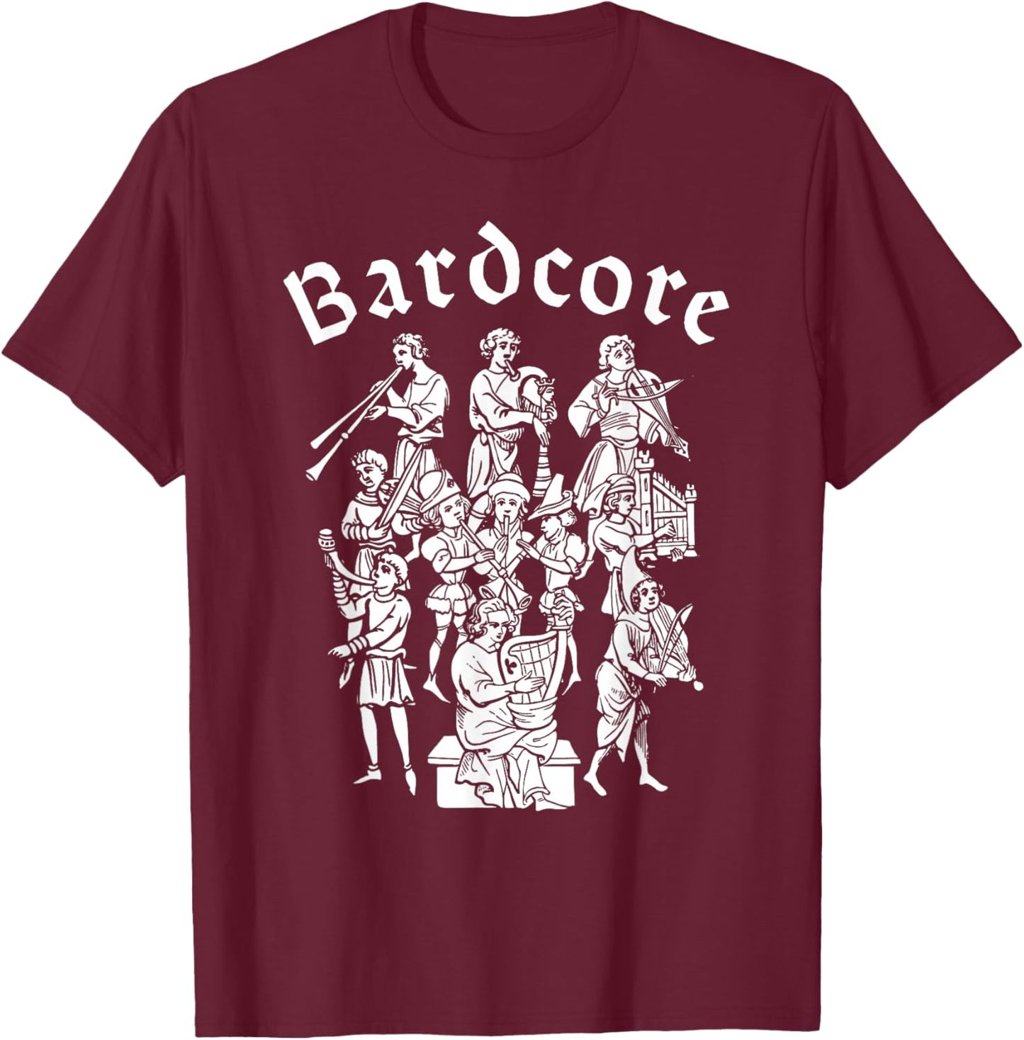 Bardcore Medieval Song Instrument Bard T-Shirt - T-Shirt | Maroon
