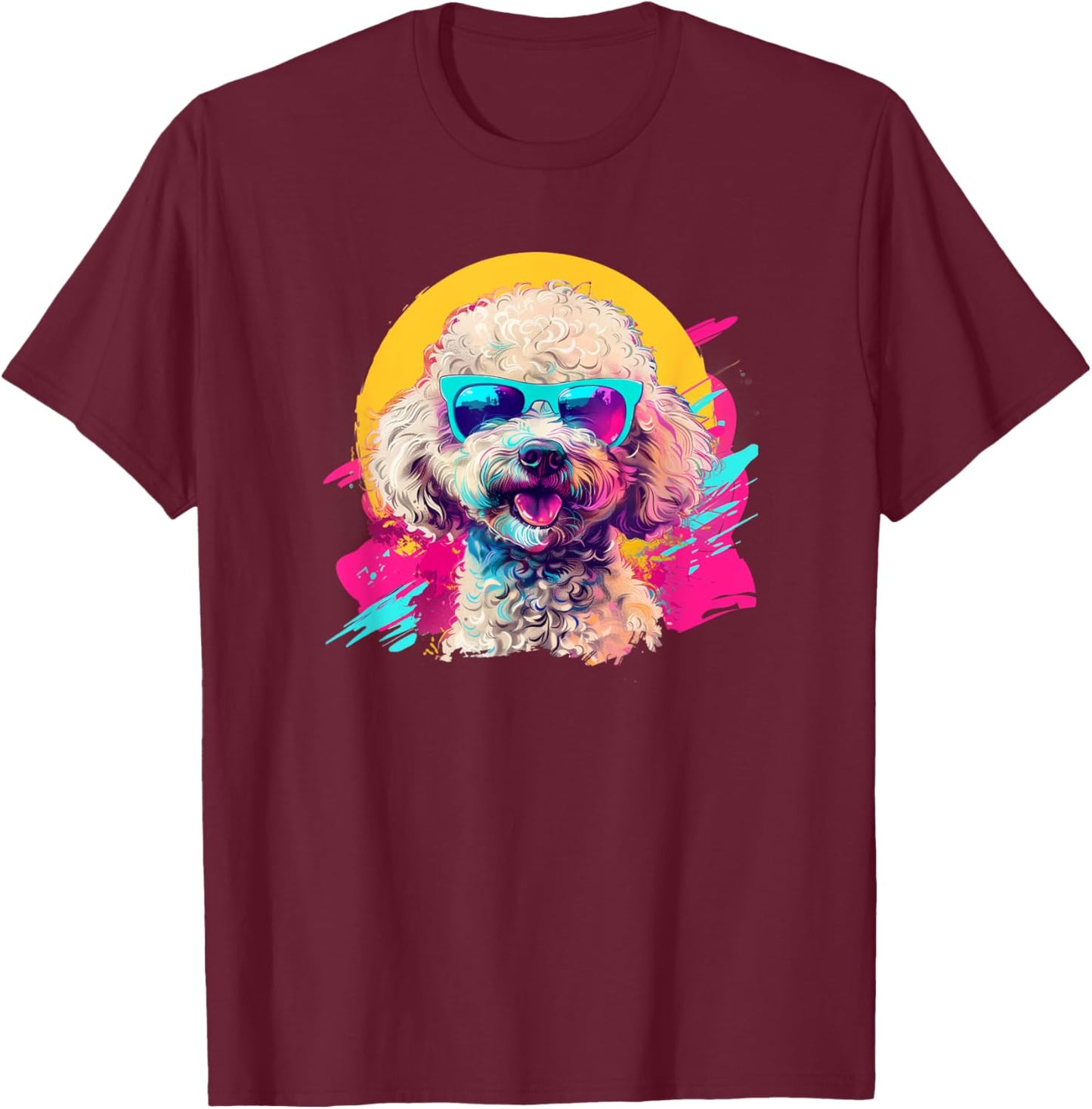 Cute Funny Retro Vintage 80s Poodle Lover T-Shirt - T-Shirt | Maroon
