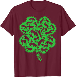 Luckiest Irish Shamrock Leaf Panther St. Patrick's Day T-Shirt - T-Shirt | Maroon