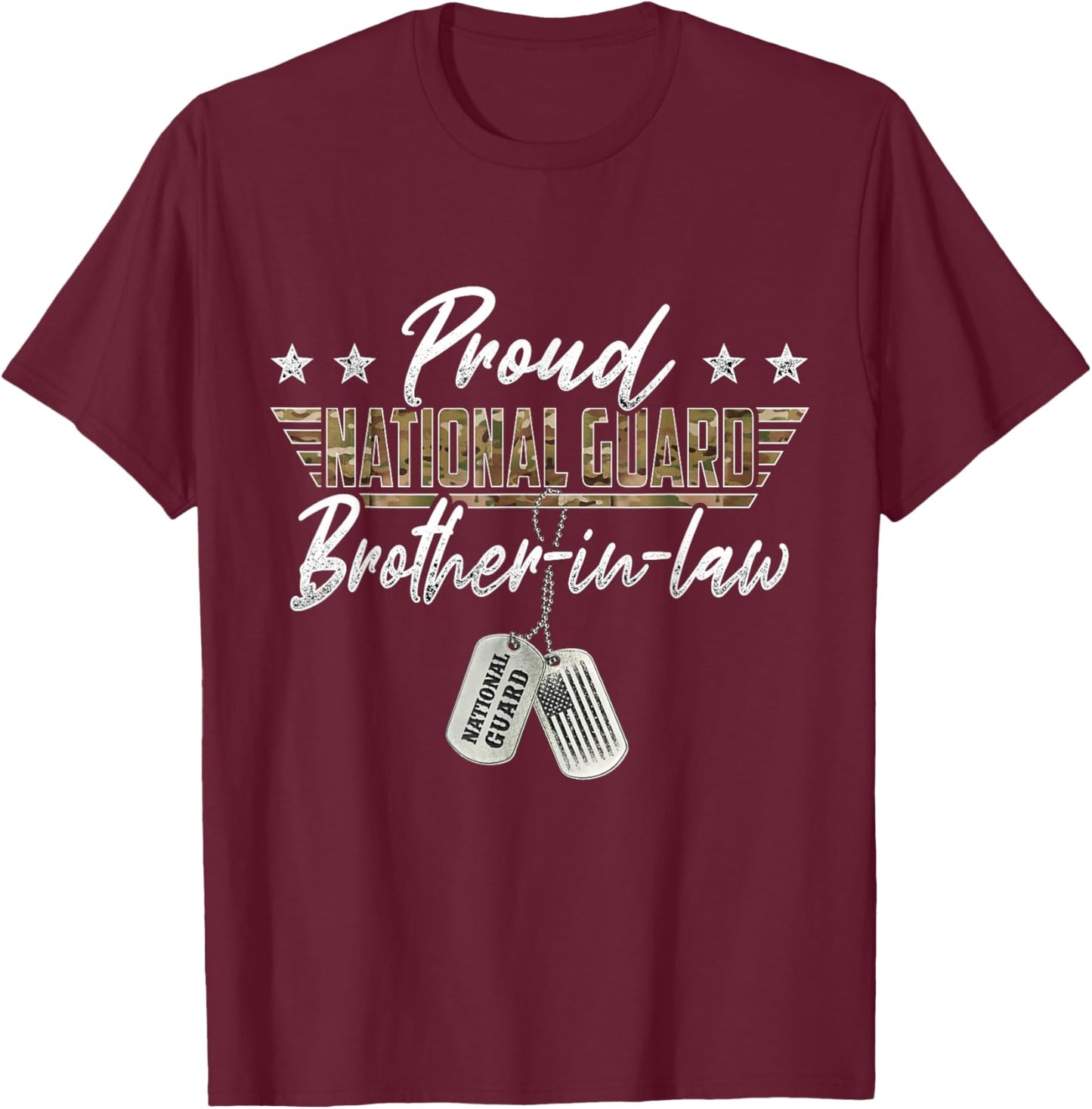 Proud National Guard Brother-In-Law US National Guard Family T-Shirt - T-Shirt | Maroon