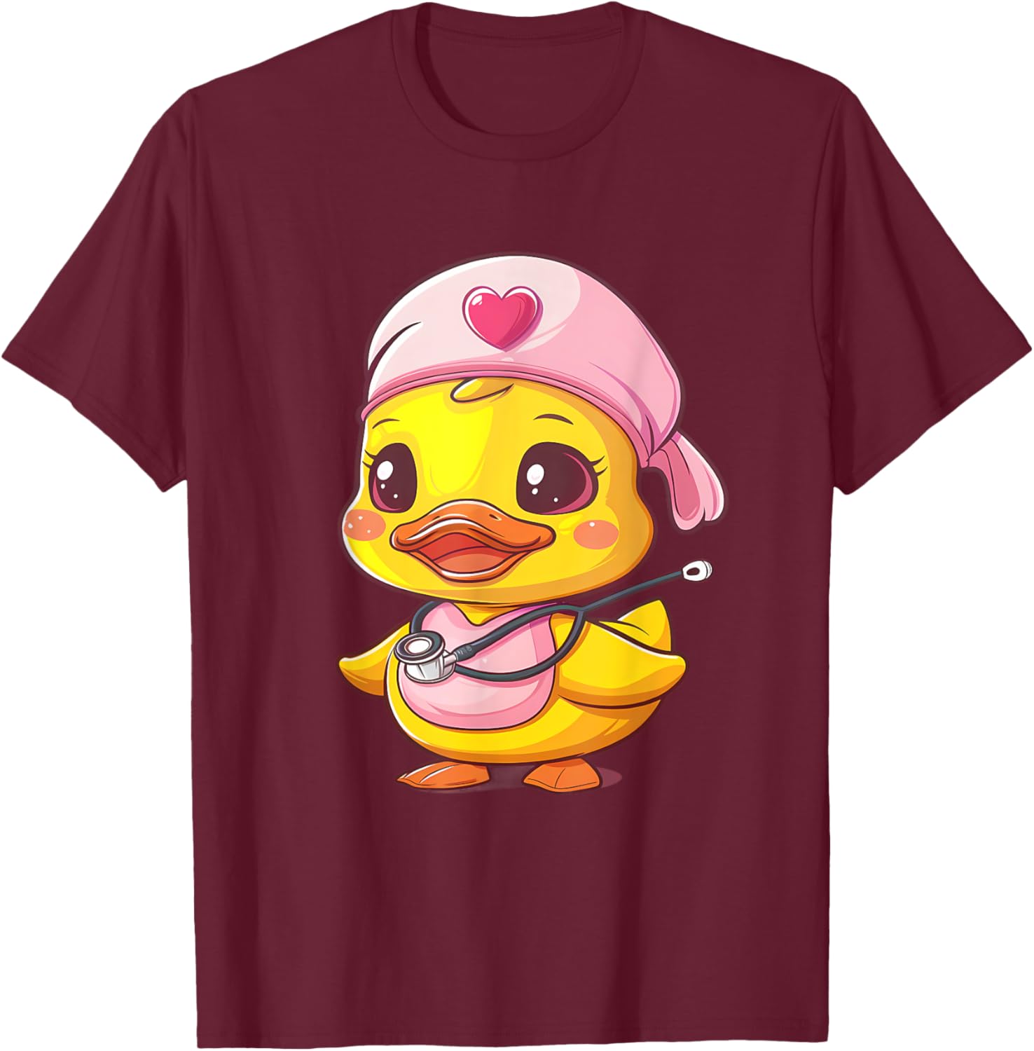 Medical Rubber Duck Stethoscope Nursing Rubber Duck Nurse T-Shirt - T-Shirt | Maroon