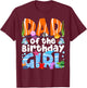 Dad Under Sea Theme Girl Birthday Party Ocean Sea Animals T-Shirt - T-Shirt | Maroon