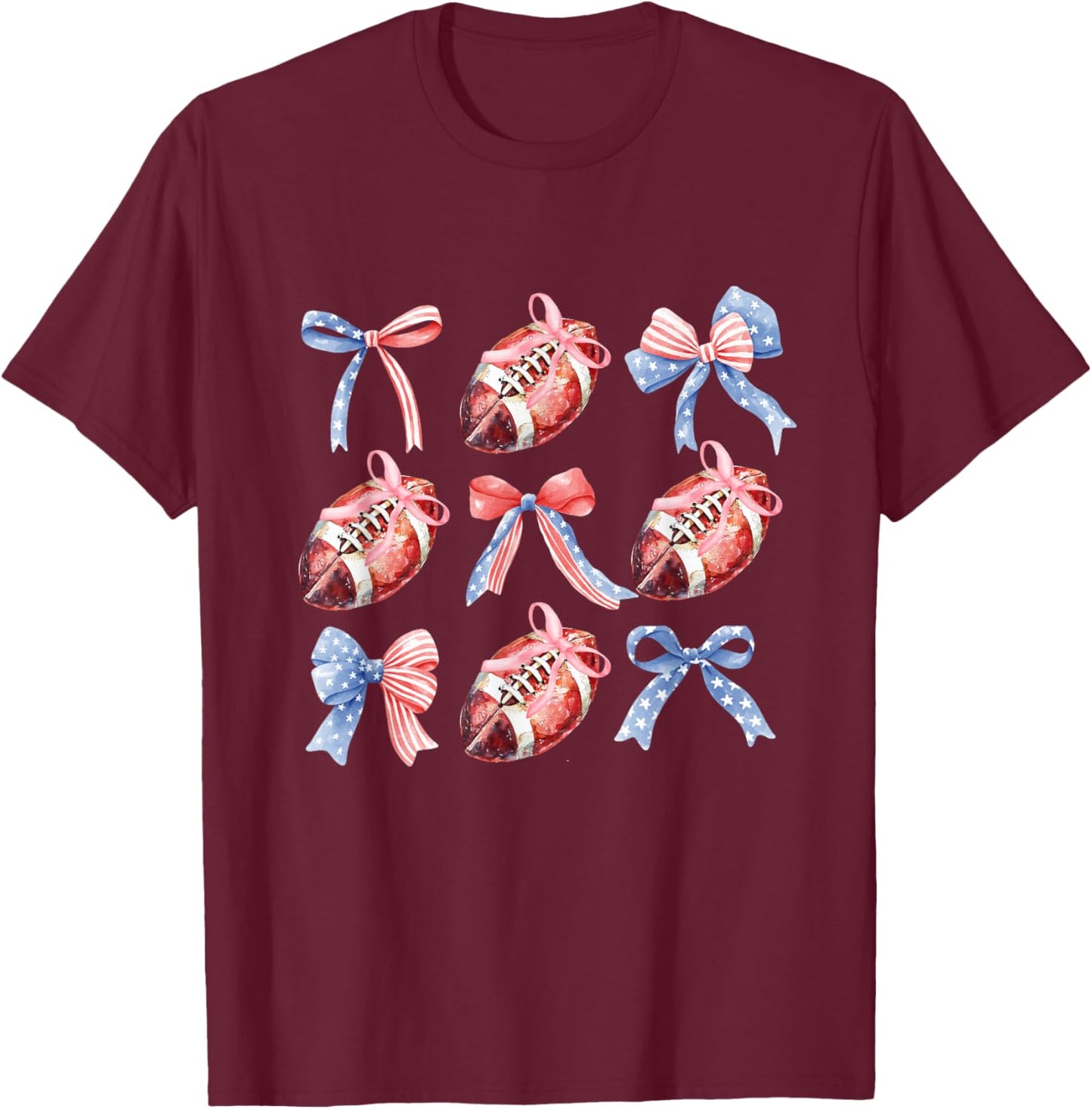 Game Day Coquette Football and girls T-Shirt - T-Shirt | Maroon