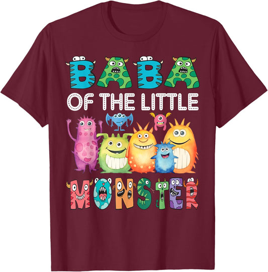 Baba Of The Little Monster Kids 1St Birthday Party T-Shirt - T-Shirt | Maroon