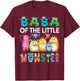 Baba Of The Little Monster Kids 1St Birthday Party T-Shirt - T-Shirt | Maroon