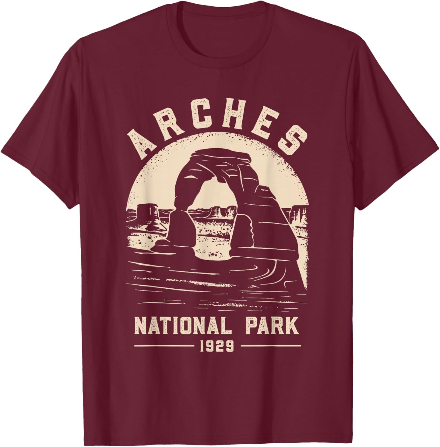 Arches National Park Vacation Travel Souvenir T-Shirt - T-Shirt | Maroon