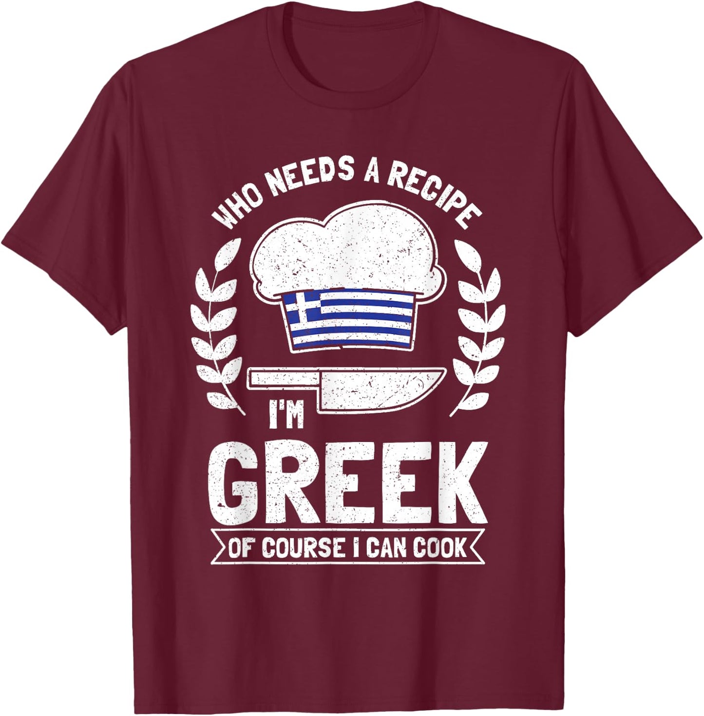 Greek Food Gifts - Greek Chef Funny Greek T-Shirt - T-Shirt | Maroon