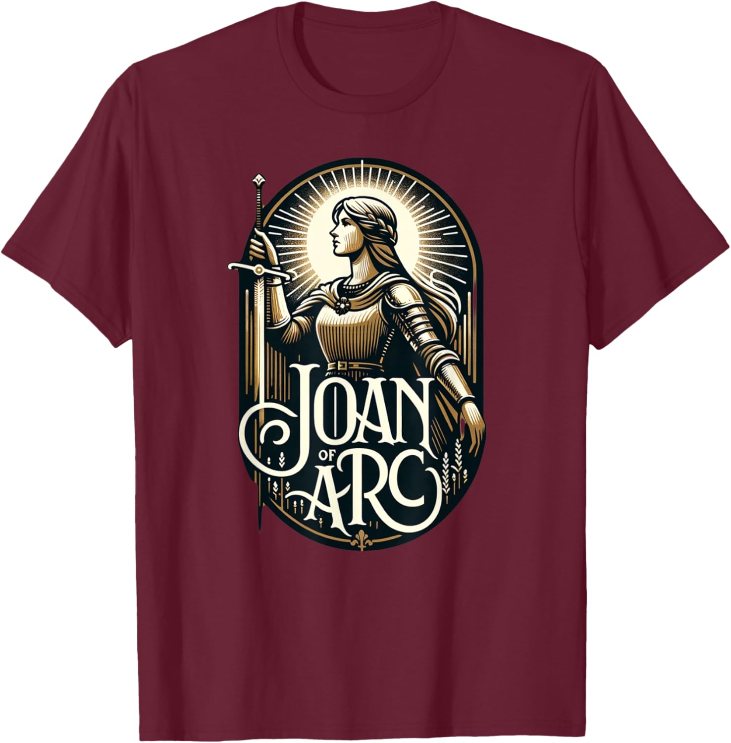 Saint Joan of Arc Catholic T-Shirt - T-Shirt | Maroon