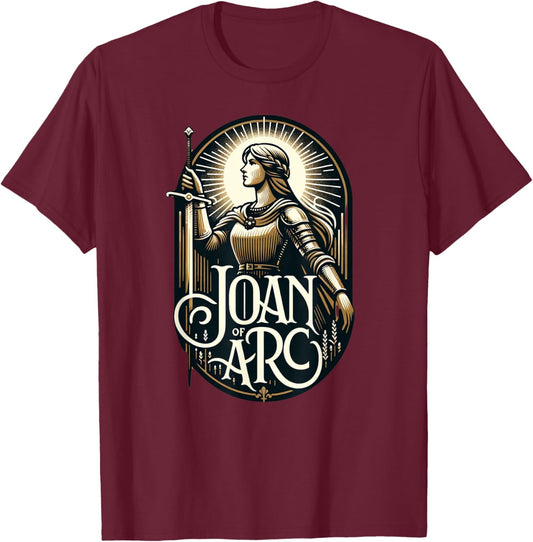 Saint Joan of Arc Catholic T-Shirt - T-Shirt | Maroon