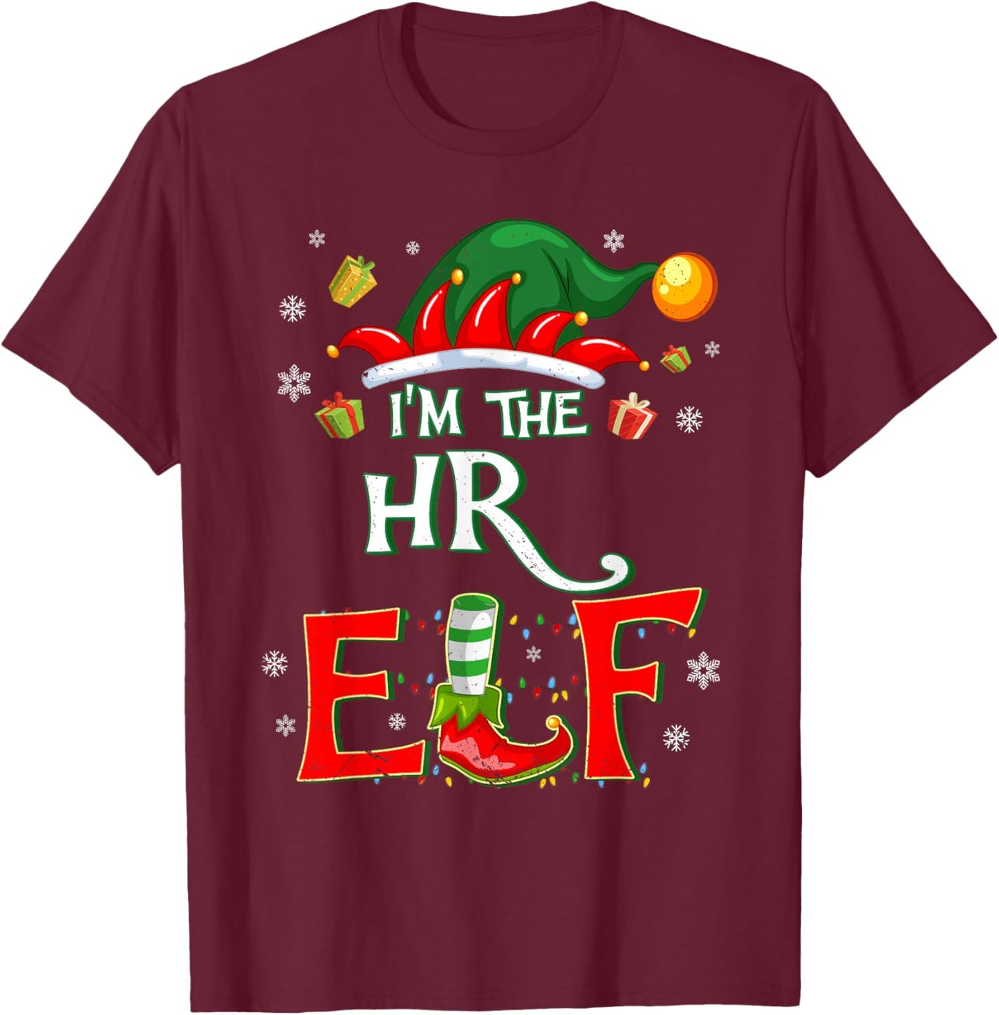 Im The HR Elf Fun Christmas HR Manager T-Shirt - T-Shirt | Maroon