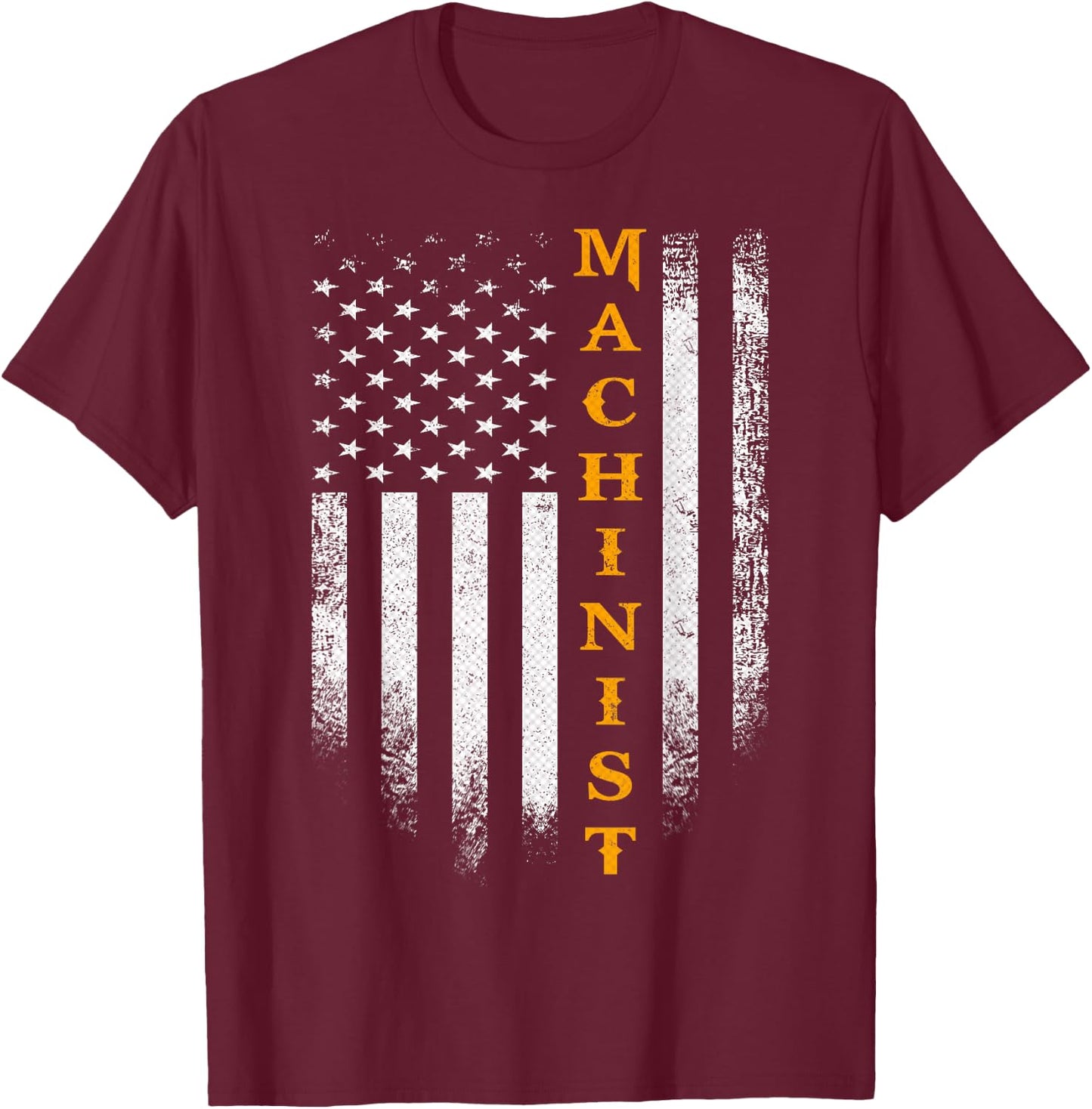 Vintage USA Machinist Engineer American Flag Machinist Funny T-Shirt - T-Shirt | Maroon