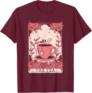 The Tea Drinker Tarot Card Reading Occult Dark Magic T-Shirt - T-Shirt | Maroon