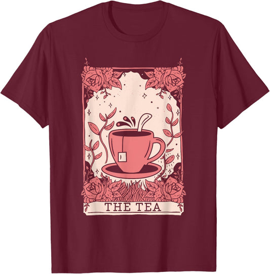 The Tea Drinker Tarot Card Reading Occult Dark Magic T-Shirt - T-Shirt | Maroon