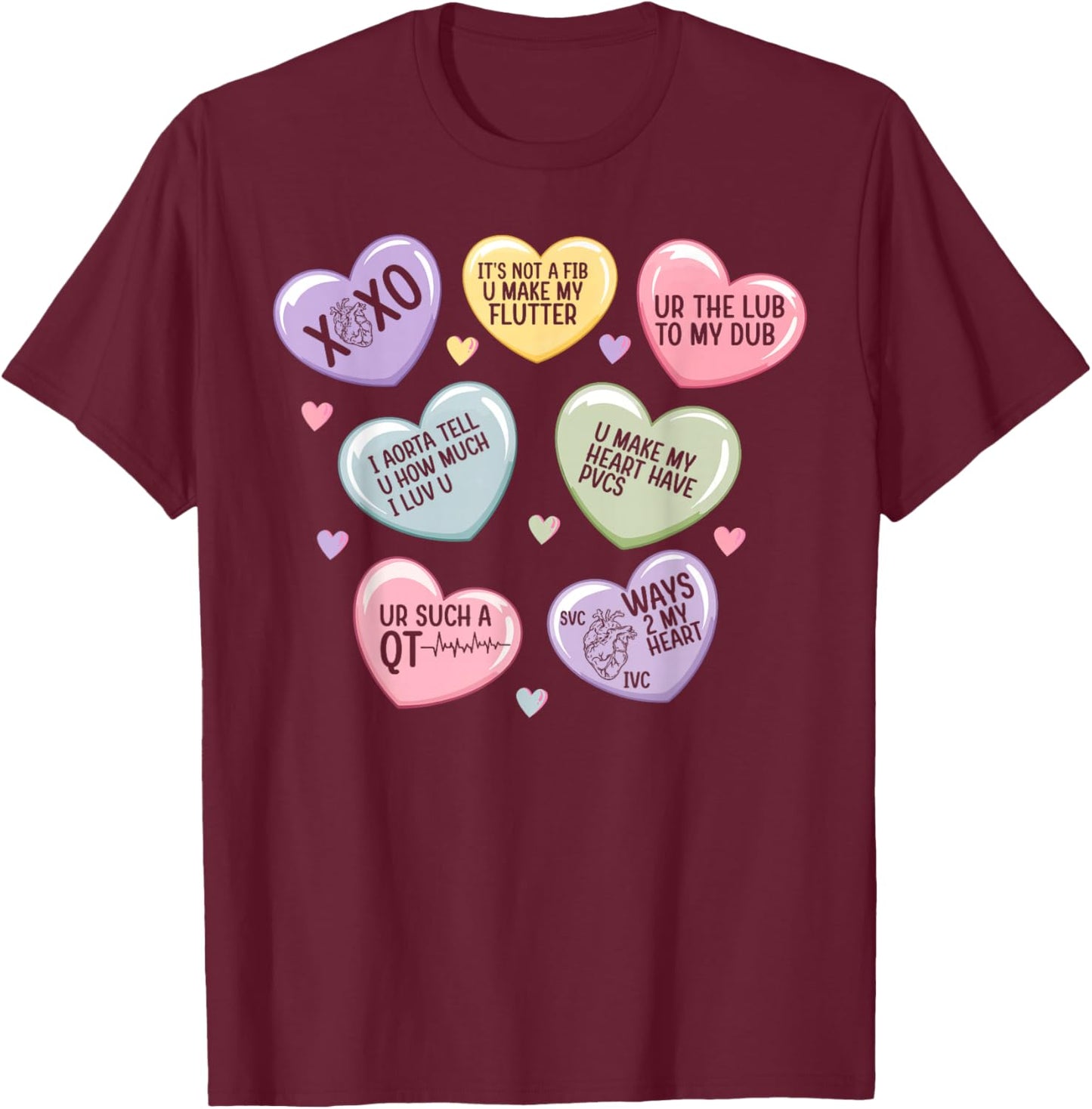 Cardiology Heart Cardiac Nurse Valentine Cardiologist T-Shirt - T-Shirt | Maroon